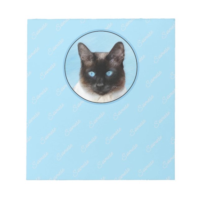 Bloco De Notas Pintura Original De Gato Siamês (Frente)