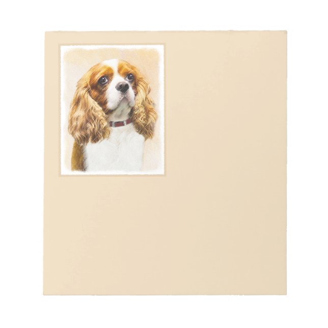 Bloco De Notas Pintura Original do Cavalier King Charles Spaniel (Frente)