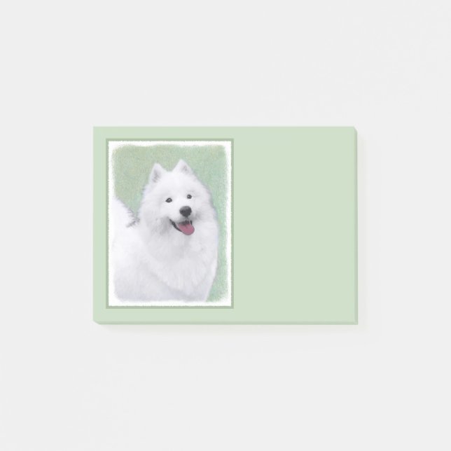 Bloco De Notas Pintura Samoyed - Arte Cachorosa Original (Frente)