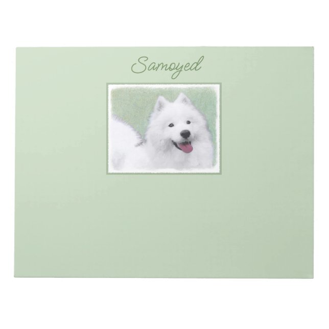 Bloco De Notas Pintura Samoyed - Notepad De Arte Cão Original Bon (Frente)