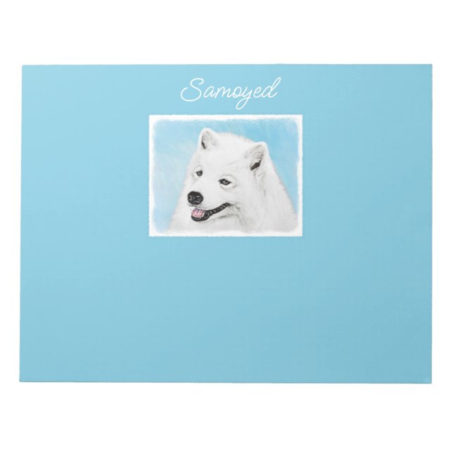 Bloco De Notas Pintura Samoyed - Notepad De Arte Cão Original Bon (Frente)