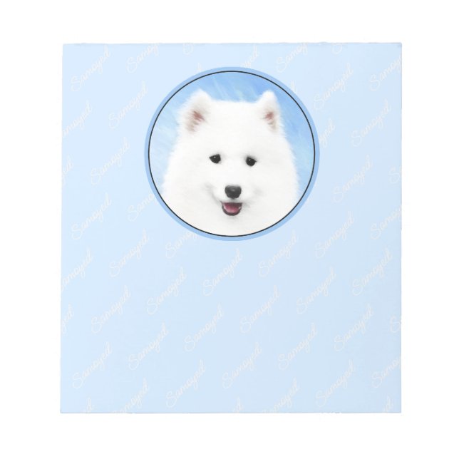 Bloco De Notas Pintura Samoyed Puppy - Arte Cachorra Original (Frente)