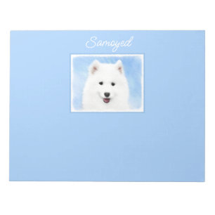 Bloco De Notas Pintura Samoyed Puppy - Arte Cachorra Original Cuj