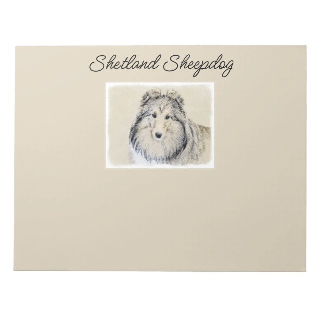 Bloco De Notas Pintura Shetland Sheepdog - Arte Cachorreira Origi (Frente)
