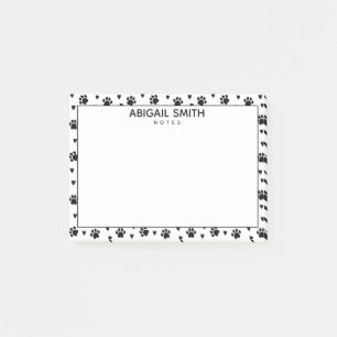 Bloco De Notas Pinturas e Corações de Cachorro Preto - Personaliz