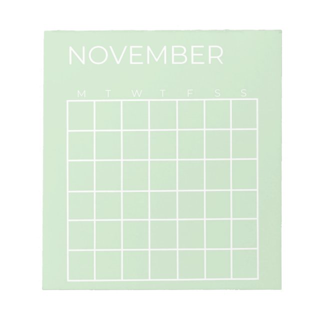 Bloco De Notas Pistachio - Planejador de Calendário de Novembro D (Frente)