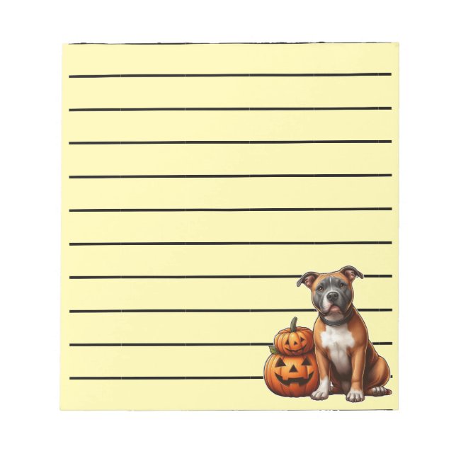 Bloco De Notas Pitbull com Abóboras de Halloween (Frente)