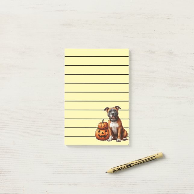 Bloco De Notas Pitbull com Abóboras de Halloween (Na mesa)