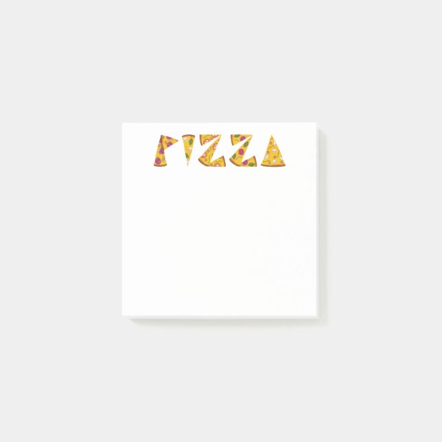 Bloco De Notas Pizza Texto feito de Fatias (Frente)