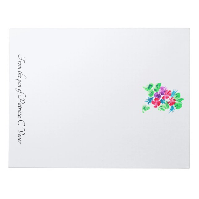 Bloco De Notas Placa de Nota de Buquê Floral Bonito Personalizáve (Frente)