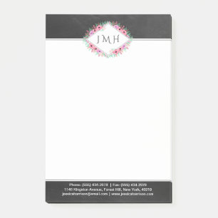 Bloco De Notas Placa Floral E Chalkboard Pessoal Ou Comercial