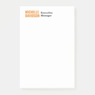 Bloco De Notas Placa Minimalista Laranja Branco Moderna Profissio