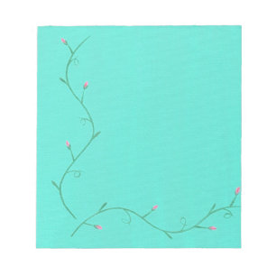 Bloco De Notas Placas de Flor Rosa em Placas de Nota de Aqua Vinh