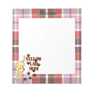 Bloco De Notas Plaid Amarelo Personalizado para Mãe de Lab