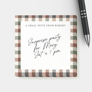 Bloco De Notas Plaid Rustic Earth Tones Small Sticky Notepad