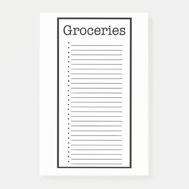 Bloco De Notas Plain Grocery List Post it Notes (Frente)