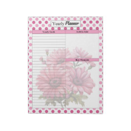 Bloco De Notas Planeador Anual Floral Rosa