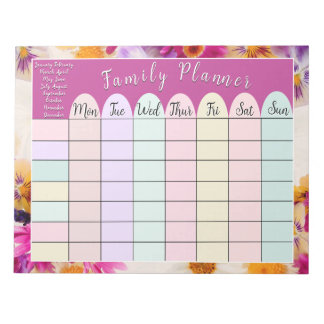Bloco De Notas Planeador da Família Floral