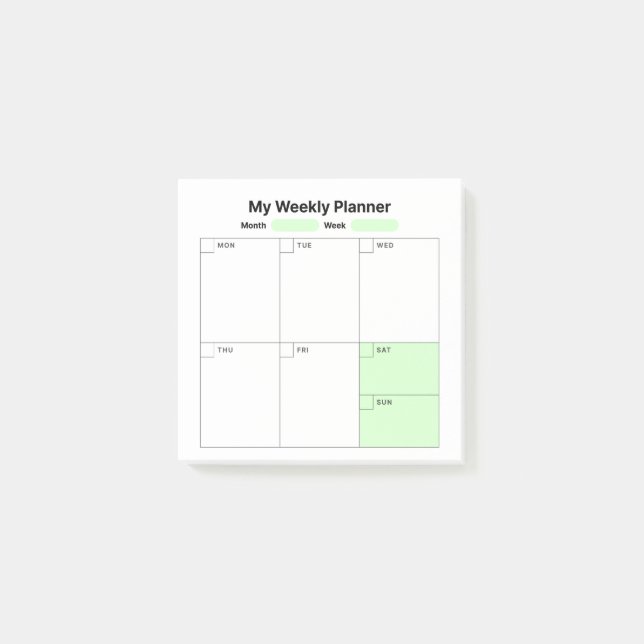 Bloco De Notas Planeador de Estudo Semanal (Frente)