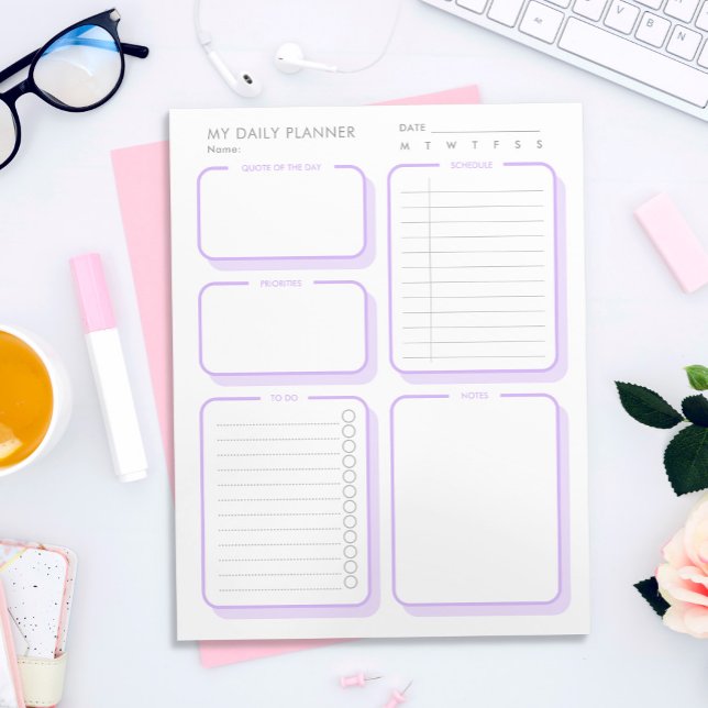 Bloco De Notas Planeador Diário Mínimo Lilac Simples Personalizad (Criador carregado)