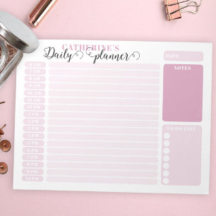 Bloco De Notas Planeador Horário Pink Diário Simples Das 6H - 10H