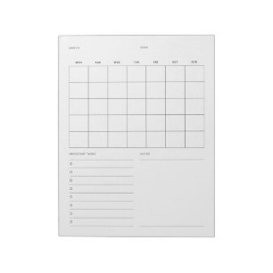 Bloco De Notas Planeador Mensal Mínimo Simples e Lista de Tarefas