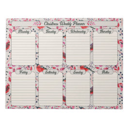 Bloco De Notas Planeador Semanal Botânico de Aves de Natal