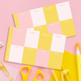 Bloco De Notas Planeador Semanal da Escola Amarelo Cor-de-Rosa Bo