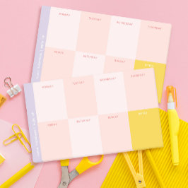 Bloco De Notas Planeador Semanal da Escola Rosa e Roxo