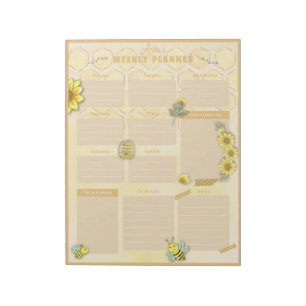 Bloco De Notas Planeador Semanal de Abelhas Sparkle