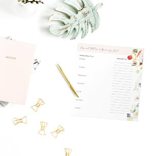 Bloco De Notas Planeador Semanal de Refeições com a Lista de Comp