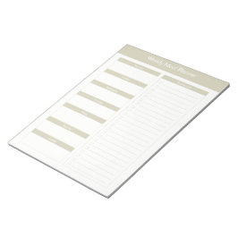 Bloco De Notas Planeador Semanal de Refeições - Taupe