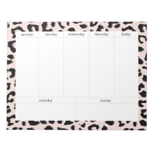 Bloco De Notas Planeador Semanal Pálido e Preto-Leopardo