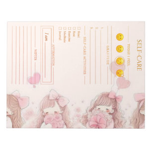 Bloco De Notas Planejador aquarela rosa e dourado para autocuidad