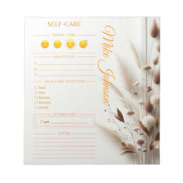 Bloco De Notas Planejador clássico de autocuidado dourado aquarel