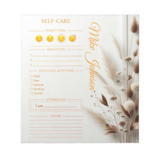 Bloco De Notas Planejador clássico de autocuidado dourado aquarel