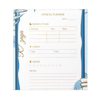 Bloco De Notas Planejador clássico dourado pastel fofo azul fitne