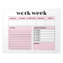 Planejador da Semana de Trabalho - rosa