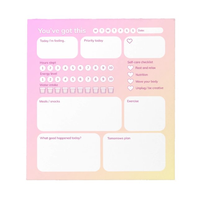 Bloco de Notas Planejador de Bem-Estar Definitivo (Frente)