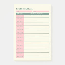 Bloco De Notas Planejador de Bloqueio de Tempo Mínimo Layout Rosa