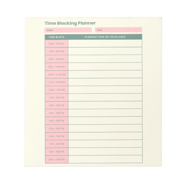 Bloco De Notas Planejador de Bloqueio de Tempo Mínimo Layout Rosa (Frente)