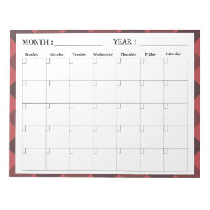 Bloco De Notas Planejador de Calendário de Vazios Mensais Elegant