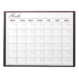 Bloco De Notas Planejador de Calendário Mensal Elegante