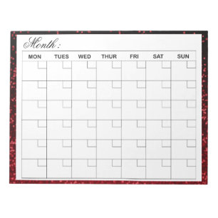 Bloco De Notas Planejador de Calendário Mensal Elegante