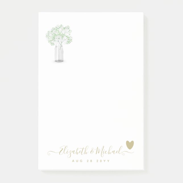 Bloco De Notas PLANEJADOR DE CASAMENTO ORGANIZADO Gypsophila Dour (Frente)
