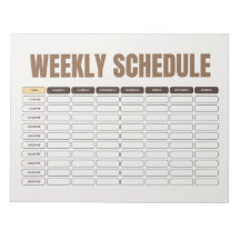 Planejador de Cronograma Semanal Mínimo Grid Bege