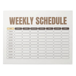 Bloco De Notas Planejador de Cronograma Semanal Mínimo Grid Bege