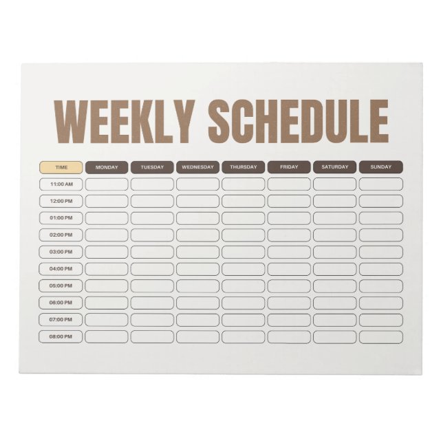 Bloco De Notas Planejador de Cronograma Semanal Mínimo Grid Bege (Frente)