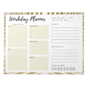 Bloco De Notas Planejador de Dias Úteis (impressão em ouro)