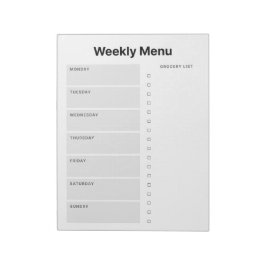 Bloco De Notas Planejador de Menu Semanal